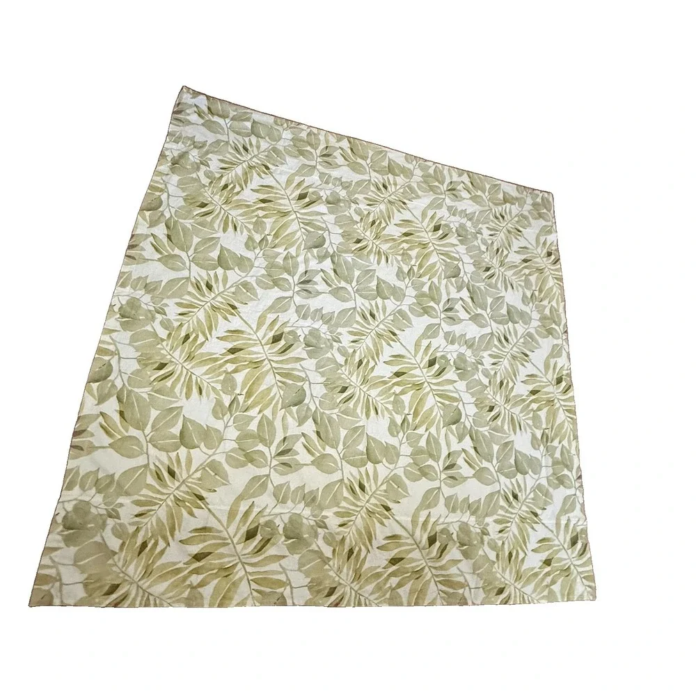 Pottery Barn Shower Curtain Green Botanical Palm Leaf Linen Blend Shower Curtain